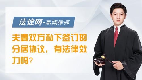 夫妻双方私下签订的分居协议有法律效力吗？