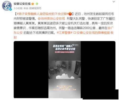 男子变身“蜘蛛人”实施盗窃