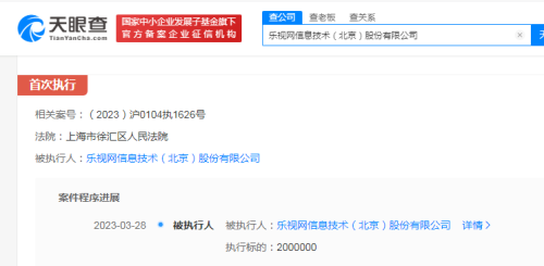 乐视网因合同纠纷被强制执行